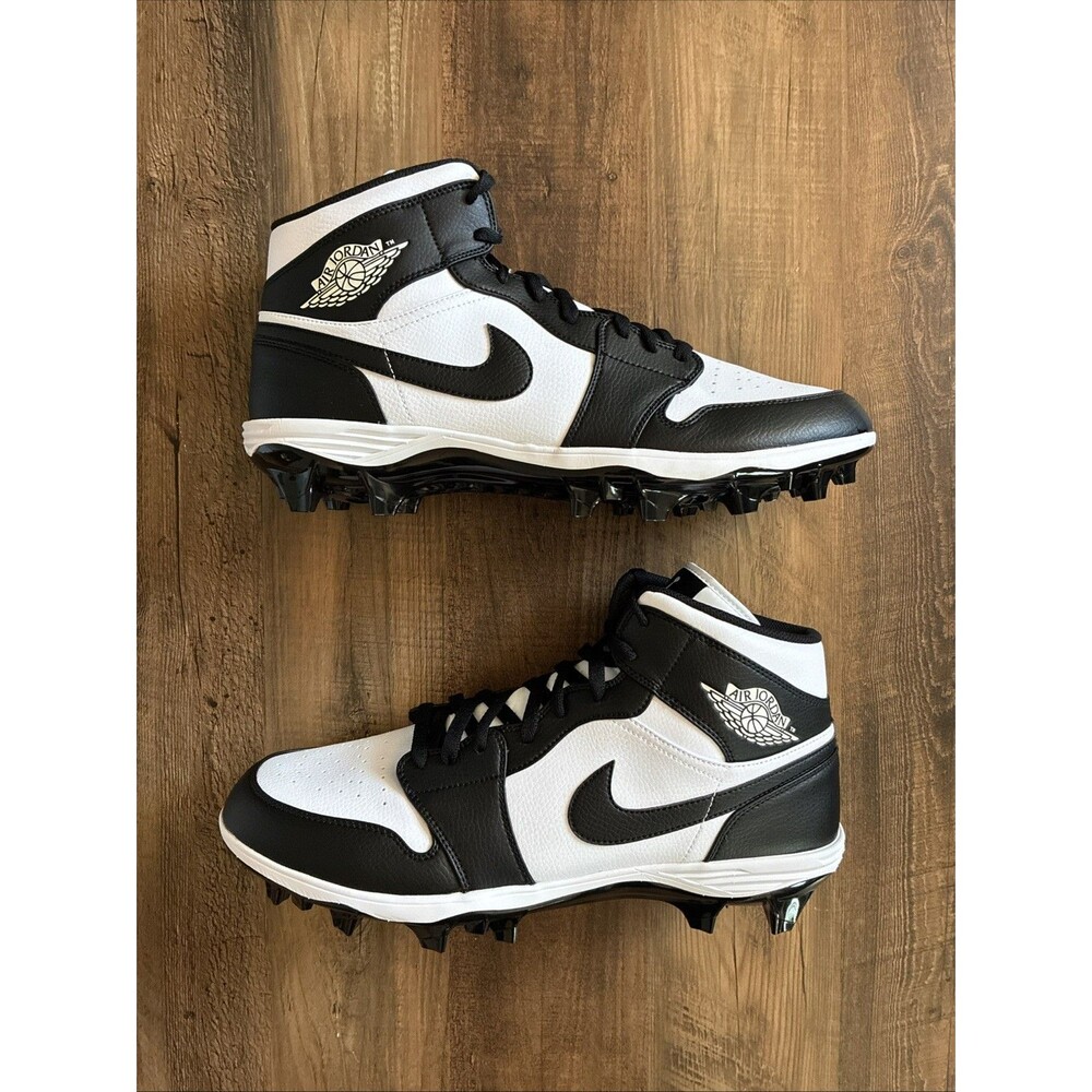 Nike Air Jordan 1 Mid TD Men Size 15 Panda White Black Football Cleat FJ6805-100